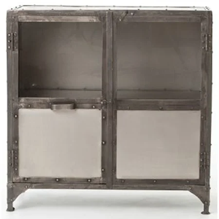 Industrial Metal Sideboard with Glass Doors